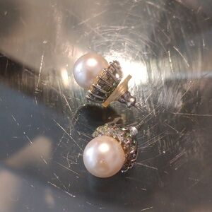 Earrings Pearl and Cubic Zirconia